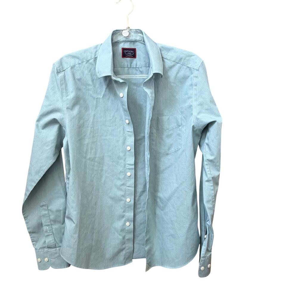 Untuckit Mens Micro Check Green Button Down Shirt Size Small Preppy Casual